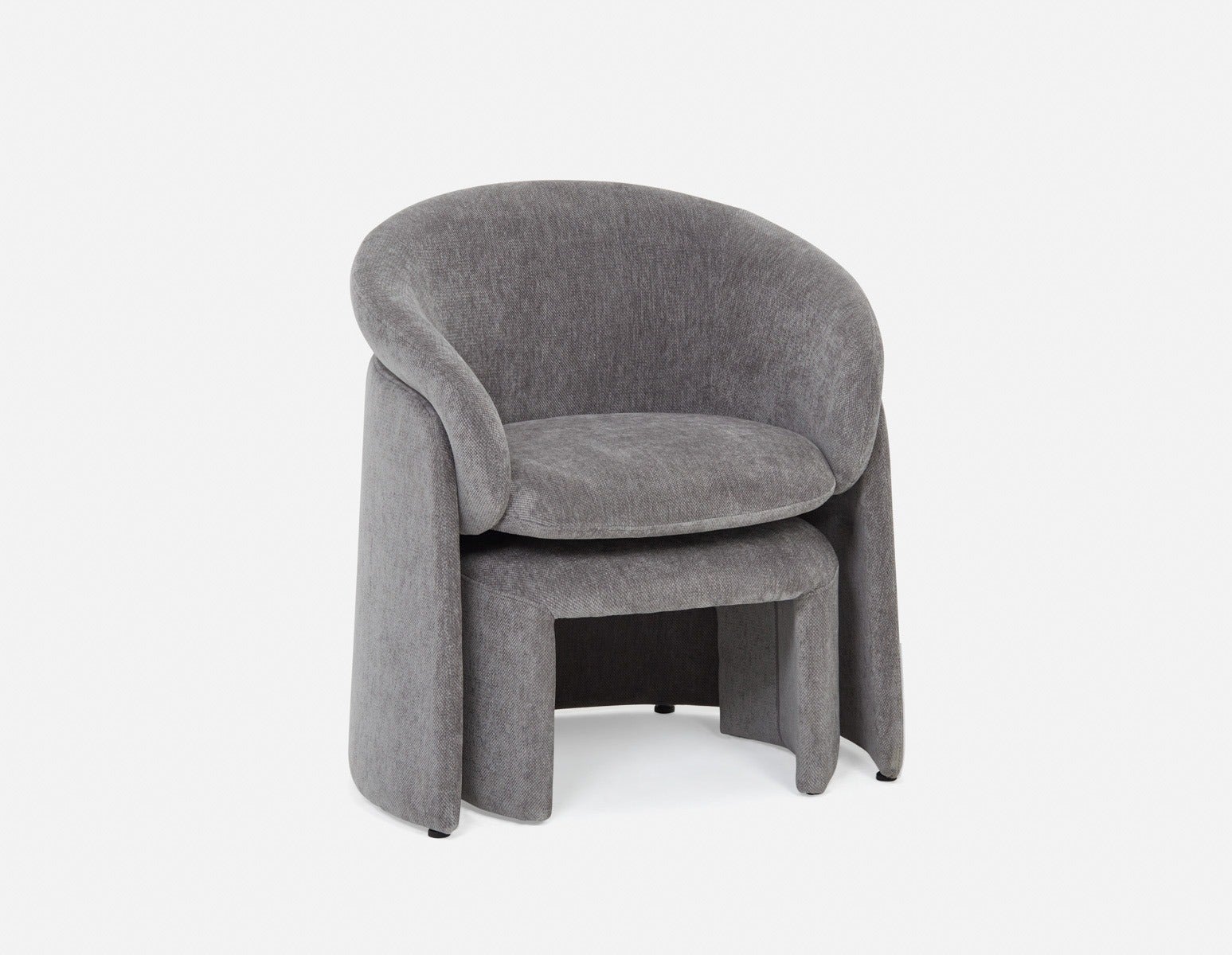 HANCHA - chaise d'appoint moderne avec pouf - Gris