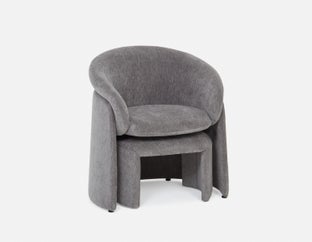 HANCHA - chaise d'appoint moderne avec pouf - Gris
