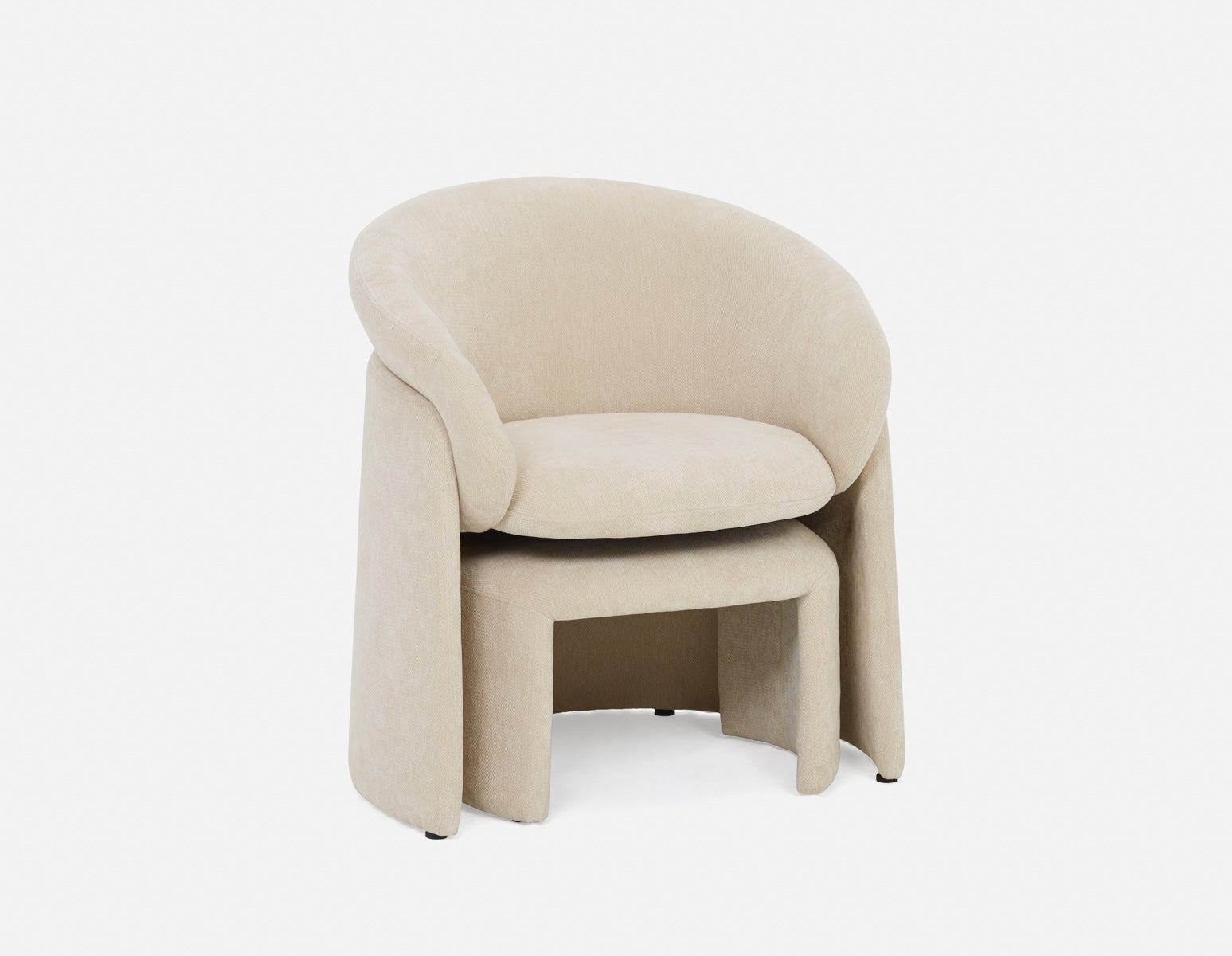 HANCHA - chaise d'appoint moderne avec pouf - Beige