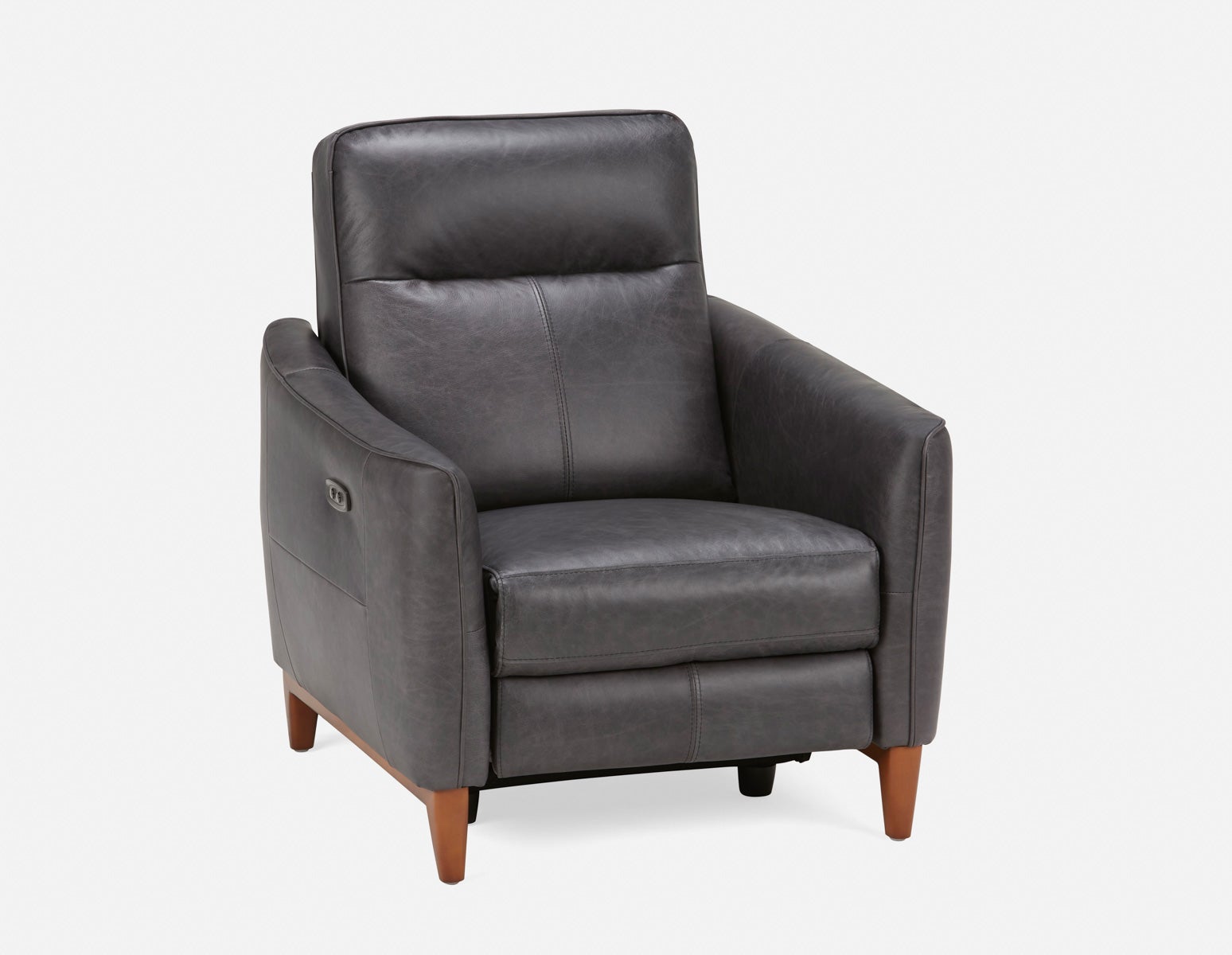 PALMER - contemporary modern power-reclining 100% leather armchair - Black