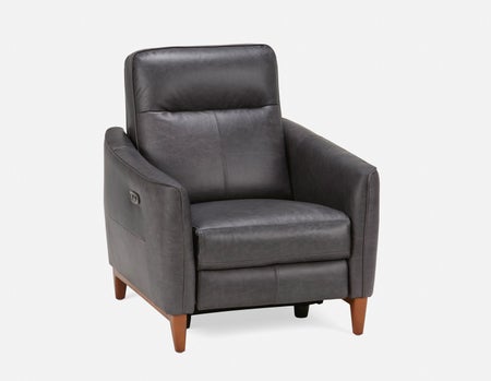 PALMER - contemporary modern power-reclining 100% leather armchair - Black