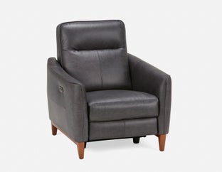 PALMER - fauteuil contemporain moderne inclinable 100% cuir avec commande électrique - Noir