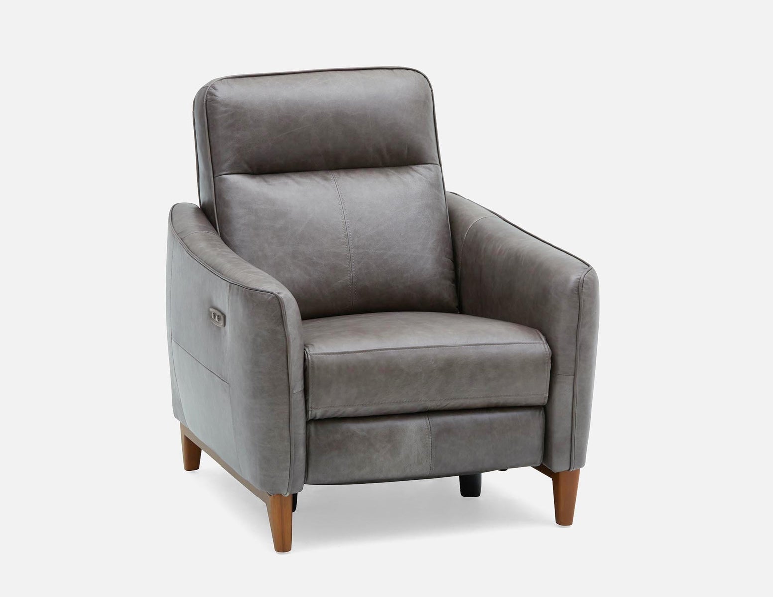 PALMER - contemporary modern power-reclining 100% leather armchair - Grey
