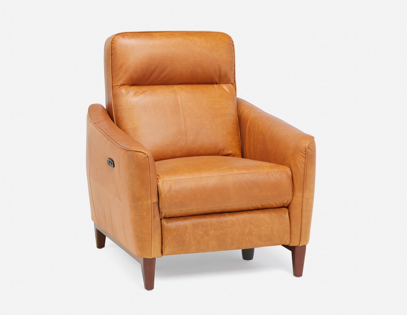 PALMER - contemporary modern power-reclining 100% leather armchair - Caramel