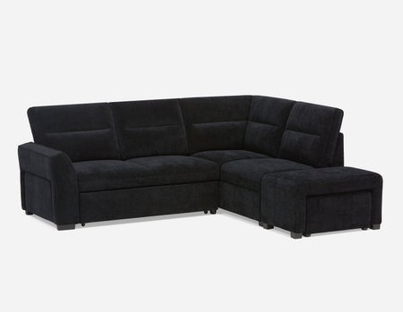 MINNESOTA - right-facing sectional sofa-bed with storage - Black