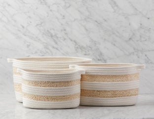 BUONO - set of 3 maize and cotton rope baskets - Multi