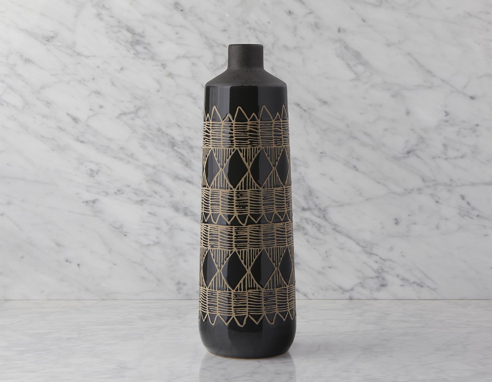 ADEN - vase en céramique 54 cm - Noir