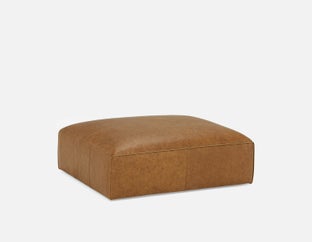 MONTE - pouf 100% cuir - Chocolat