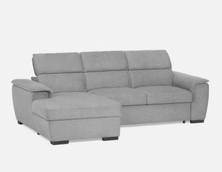 ODETTE - contemporary left-facing sectional sofa-bed with storage - Grey