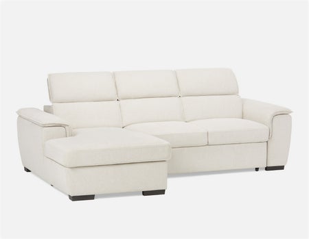 ODETTE - canapé-lit contemporain, d'angle côté gauche avec rangement - Beige