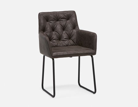 GINA - chaise de salle à manger avec accoudoirs - Gris