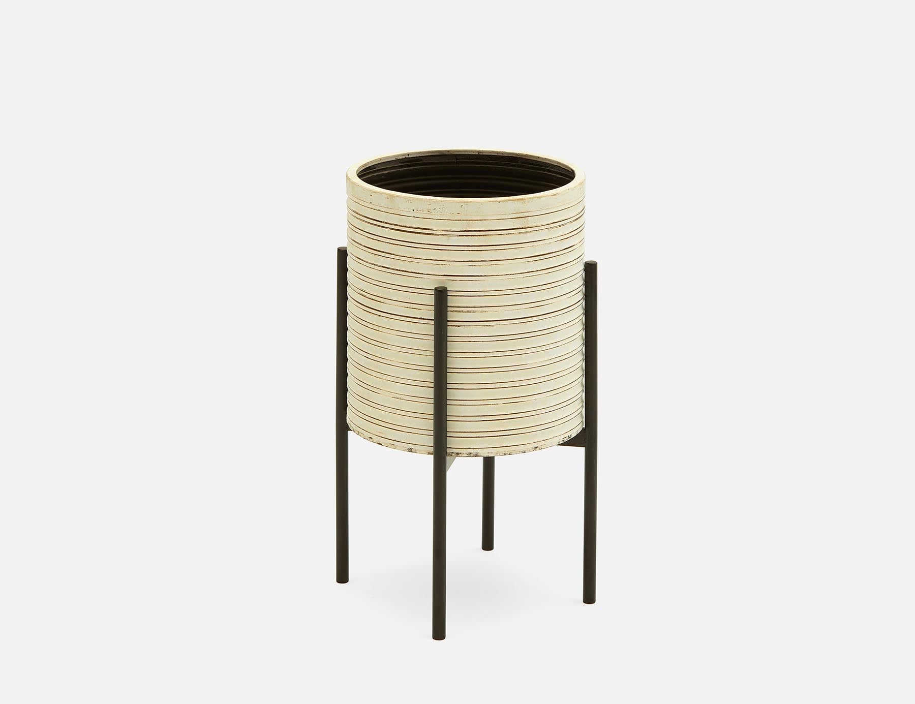 BANYA - cache-pot et support 56 cm - Noir/blanc