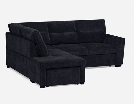 MINNESOTA - left-facing sectional sofa-bed with storage - Black