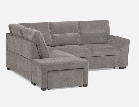 MINNESOTA - left-facing sectional sofa-bed with storage - Grey
