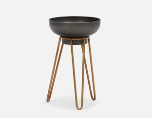 KUSHINA - cache-pot en métal et support 60 cm - Noir/or