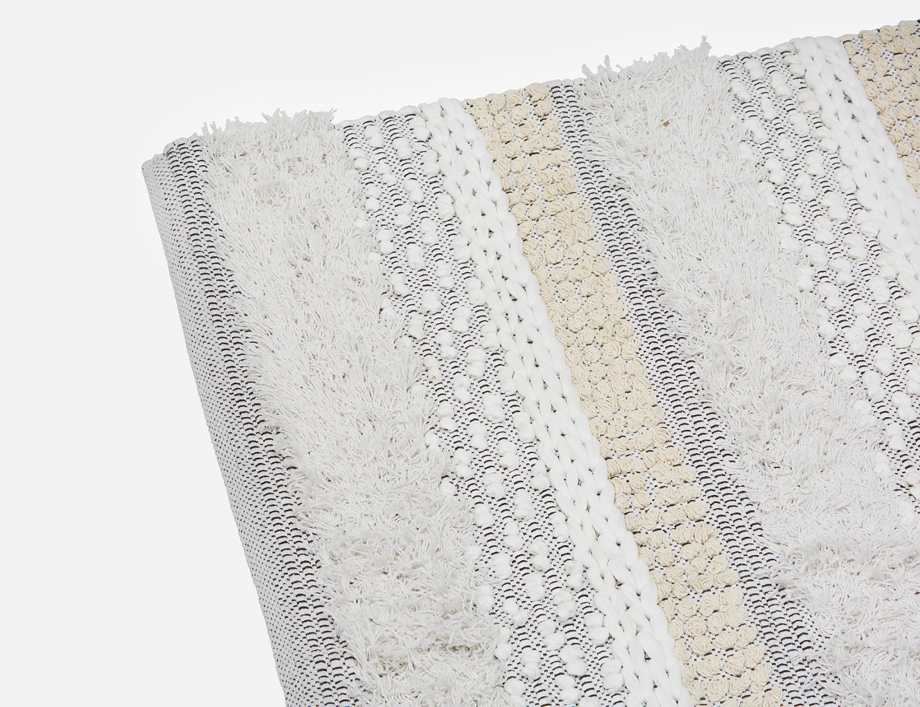 DANYA - tapis tissé touffeté en coton 4'x6' - Noir/blanc
