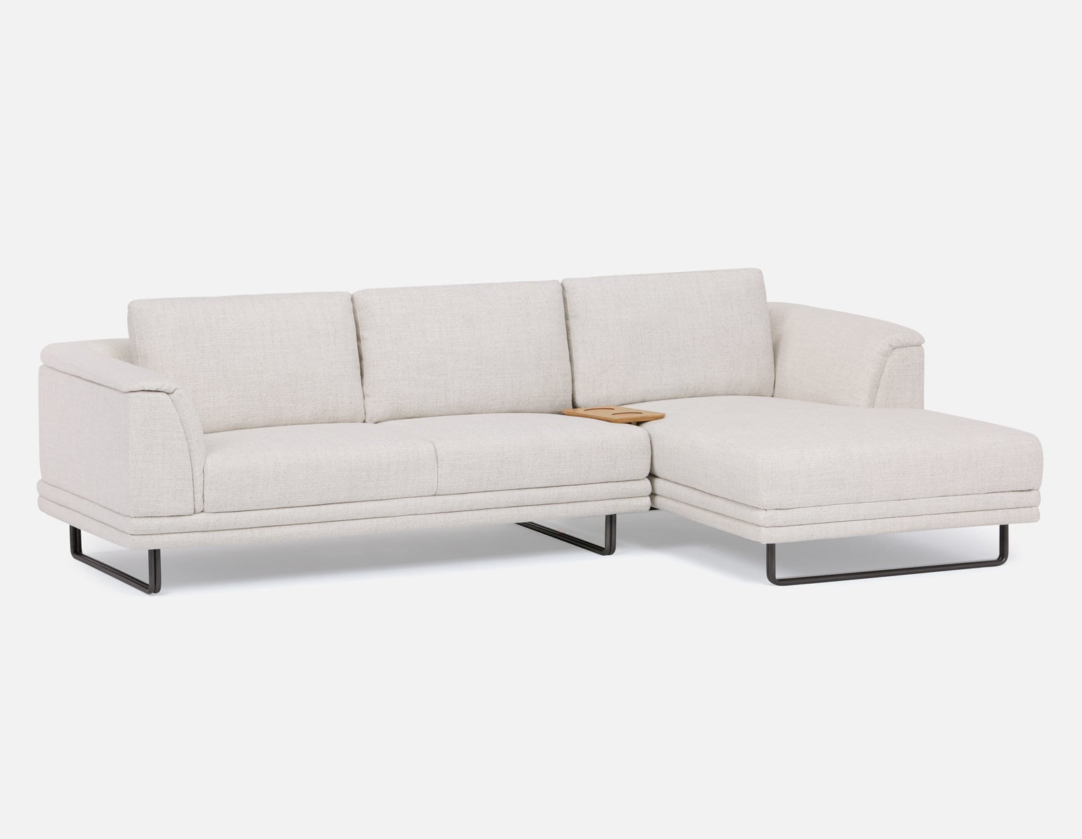 DIEGO - Canapé modulable moderne et contemporain avec plateau - Taupe