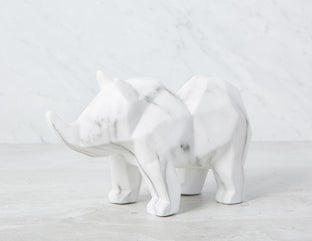 RHYNO - faux marble sculpture 28 cm - White