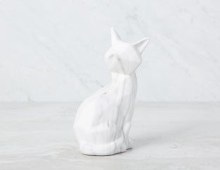 CAT - faux marble sculpture 20 cm - White