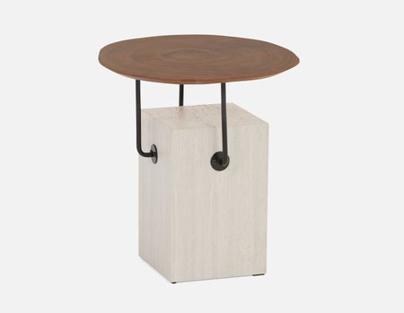 GENNY - table d'appoint moderne contemporaine 48cm - Noyer