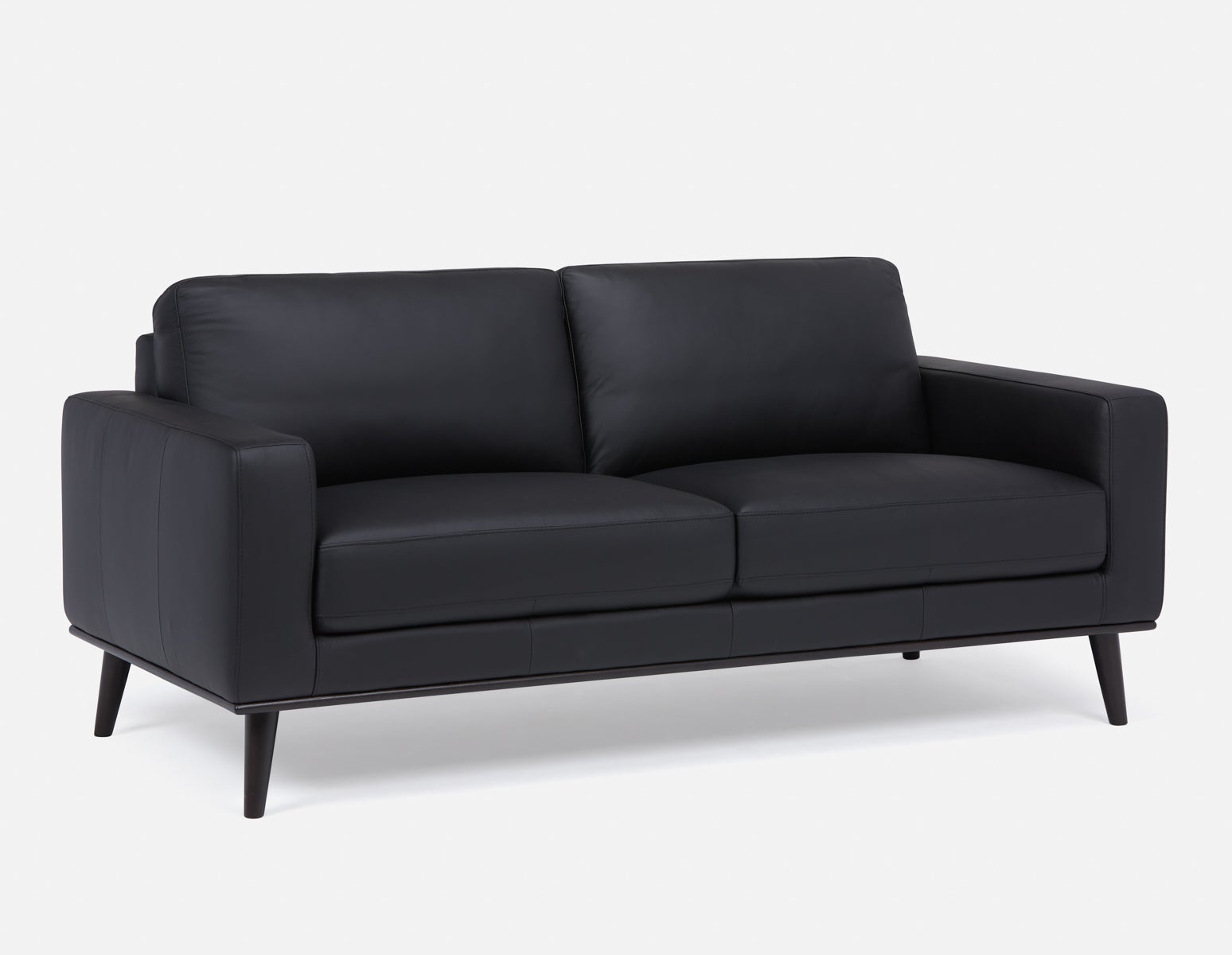 BETTA - 100% leather mid century sofa - Black