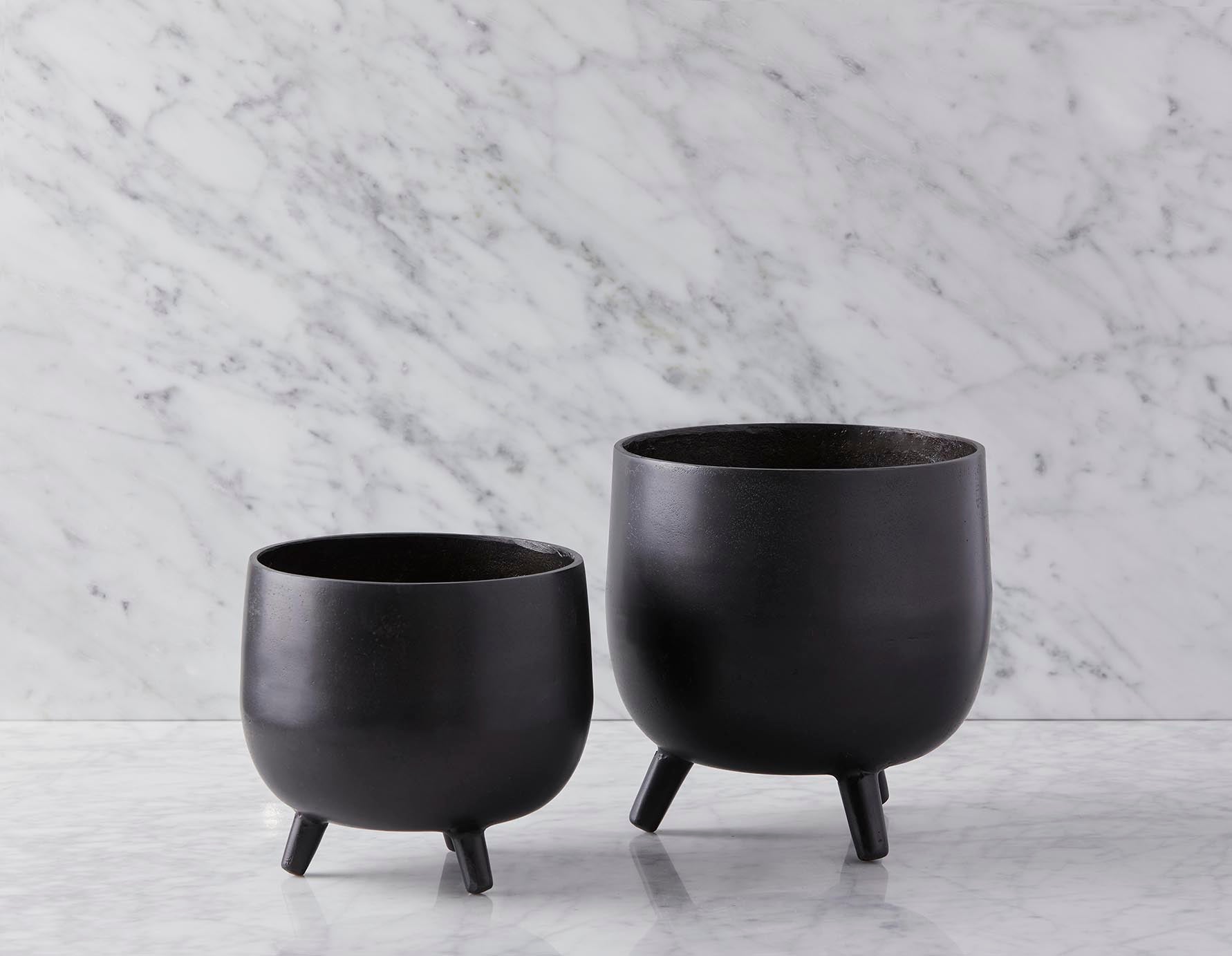 LAWRENCE - ensemble de 2 cache-pots en aluminium - Noir