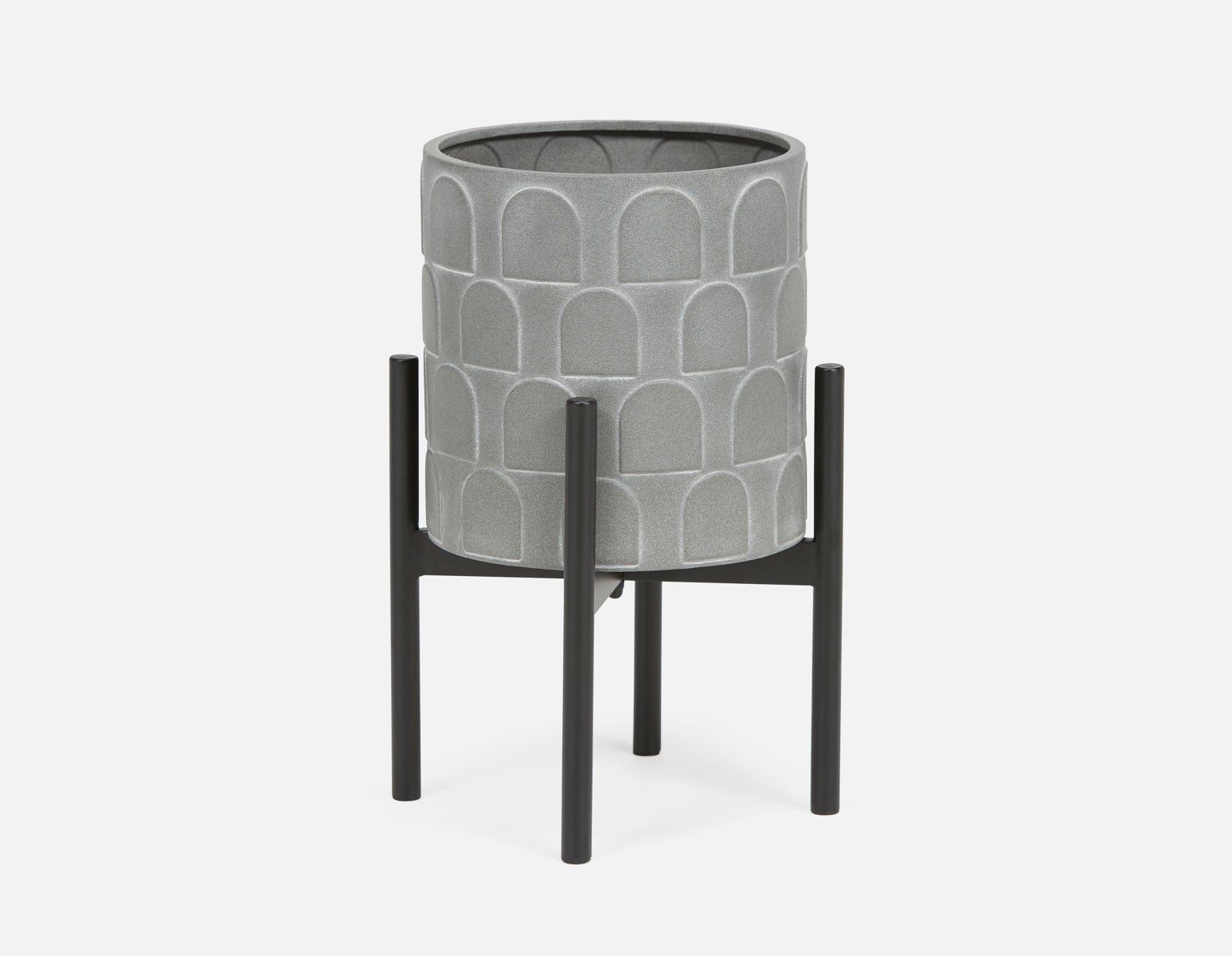 DREW - metal planter with stand 26 cm - Black/White