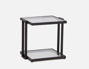 AGLAYA - table d'appoint en verre trempé - Noir