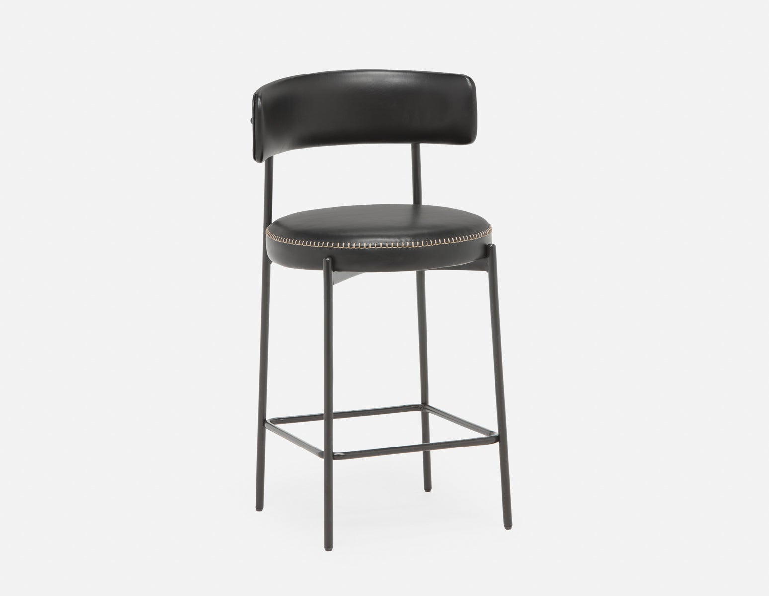 KURO - Industrial-modern counter stool with backrest 66cm - Black