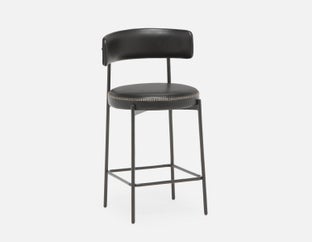 KURO - Industrial-modern counter stool with backrest 66cm - Black