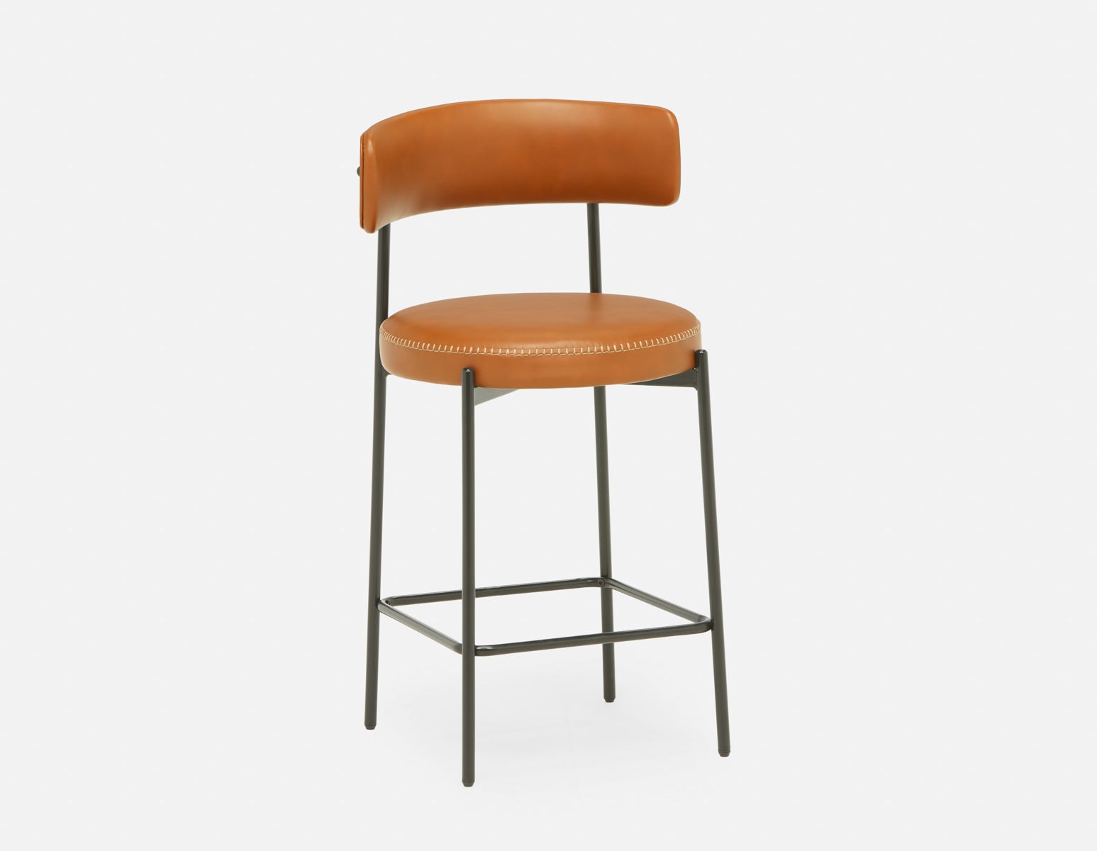 KURO - Industrial-modern counter stool with backrest 66cm - Brown