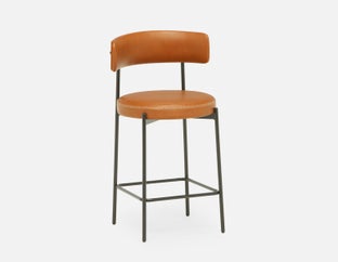 KURO - Industrial-modern counter stool with backrest 66cm - Brown