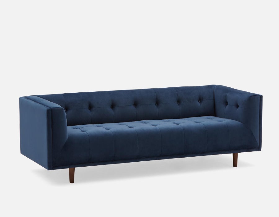 LORETTA mid-century modern velvet 3-seater sofa undefined