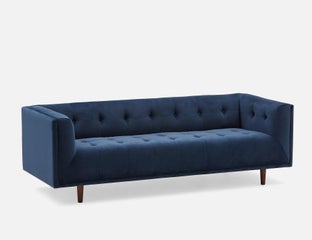 LORETTA - mid-century modern velvet 3-seater sofa - Blue