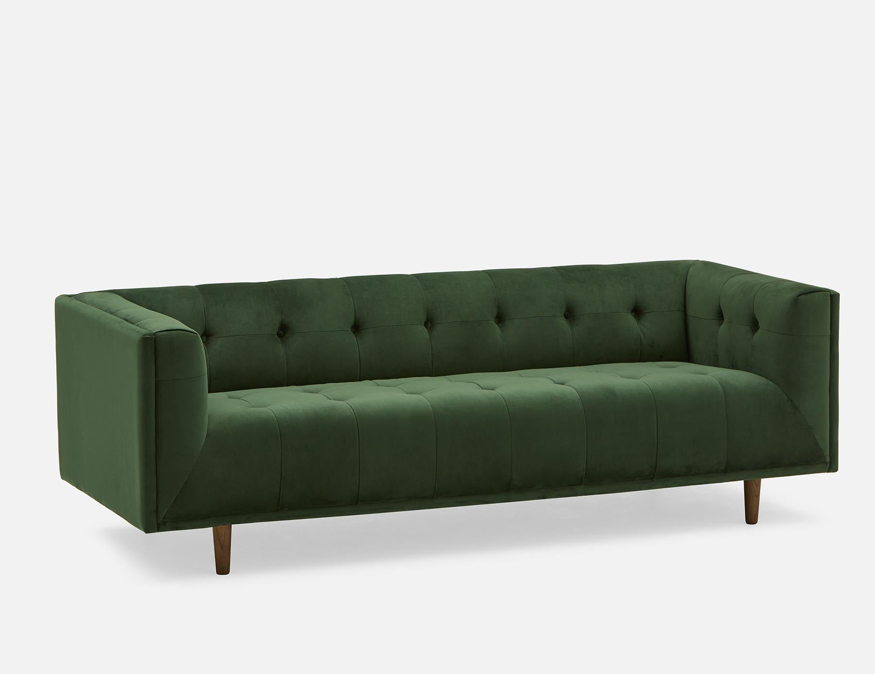 LORETTA - mid-century modern velvet 3-seater sofa - Green