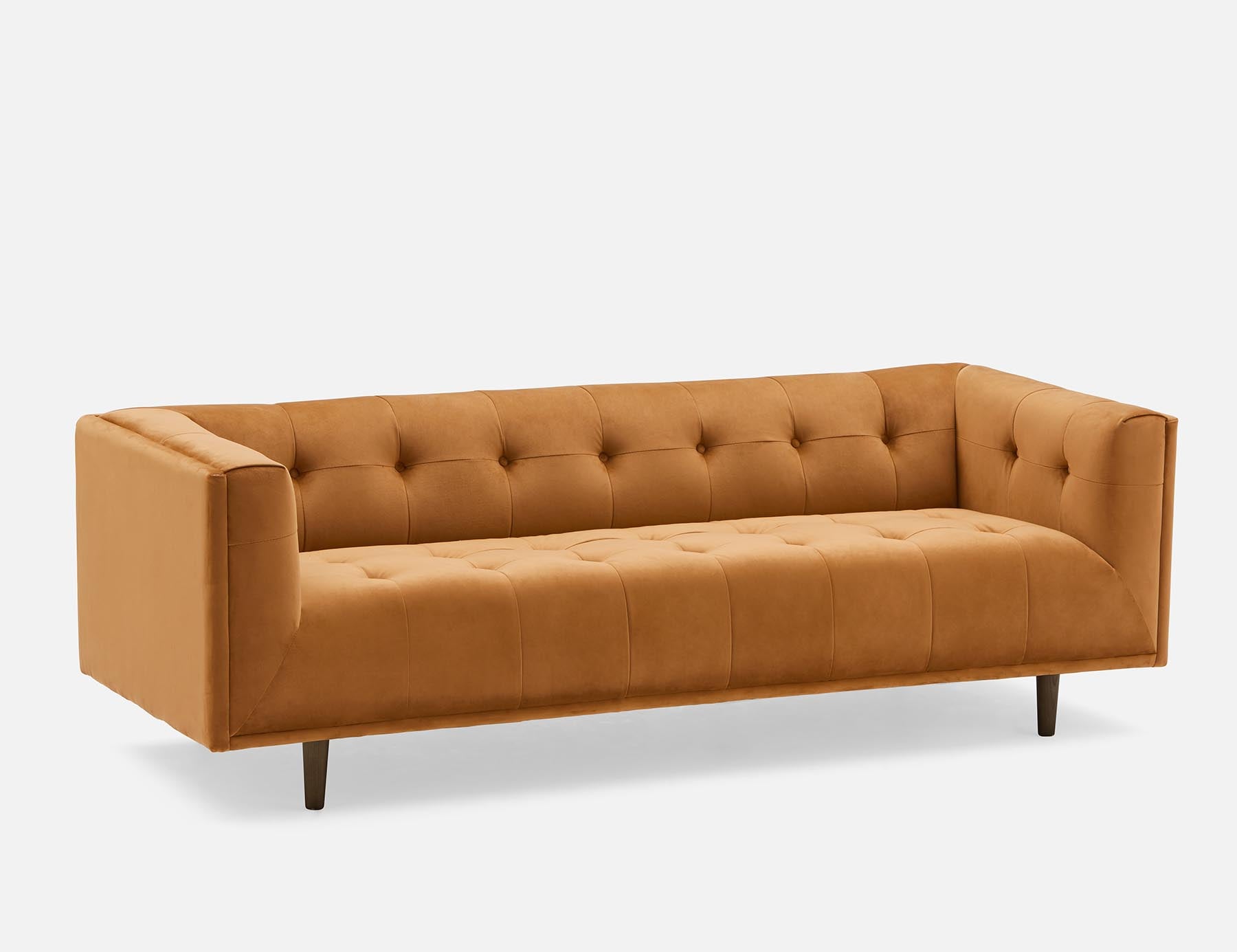 LORETTA - mid-century modern velvet 3-seater sofa - Brown