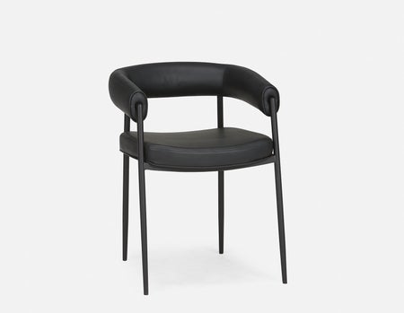 TAURO - chaise en similicuir, structure brossée - Noir