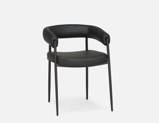 TAURO - chaise en similicuir, structure brossée - Noir