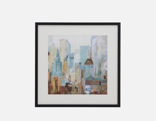 VILLE I - giclée encadrée 63 cm x 63 cm - Multi