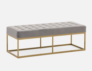 TADEO - tufted velvet bench 122 cm - Grey