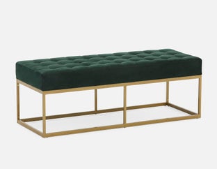 TADEO - banc en velours capitonné 122 cm - Vert