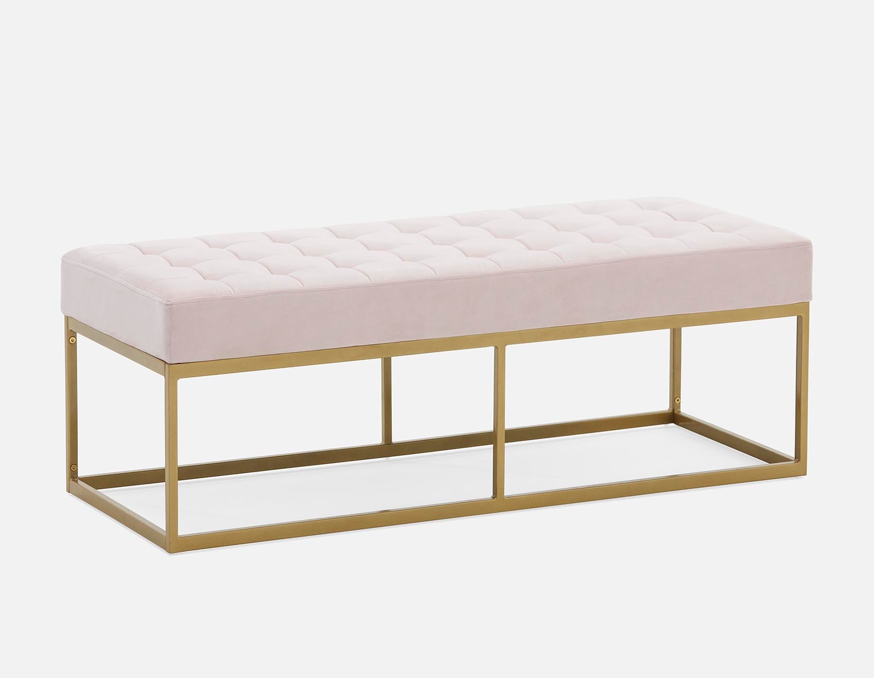TADEO - banc en velours capitonné 122 cm - Rose