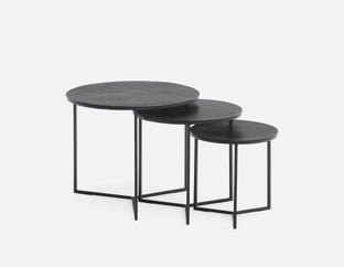 ALMATY - set of 3 aluminum and iron nesting tables - Black