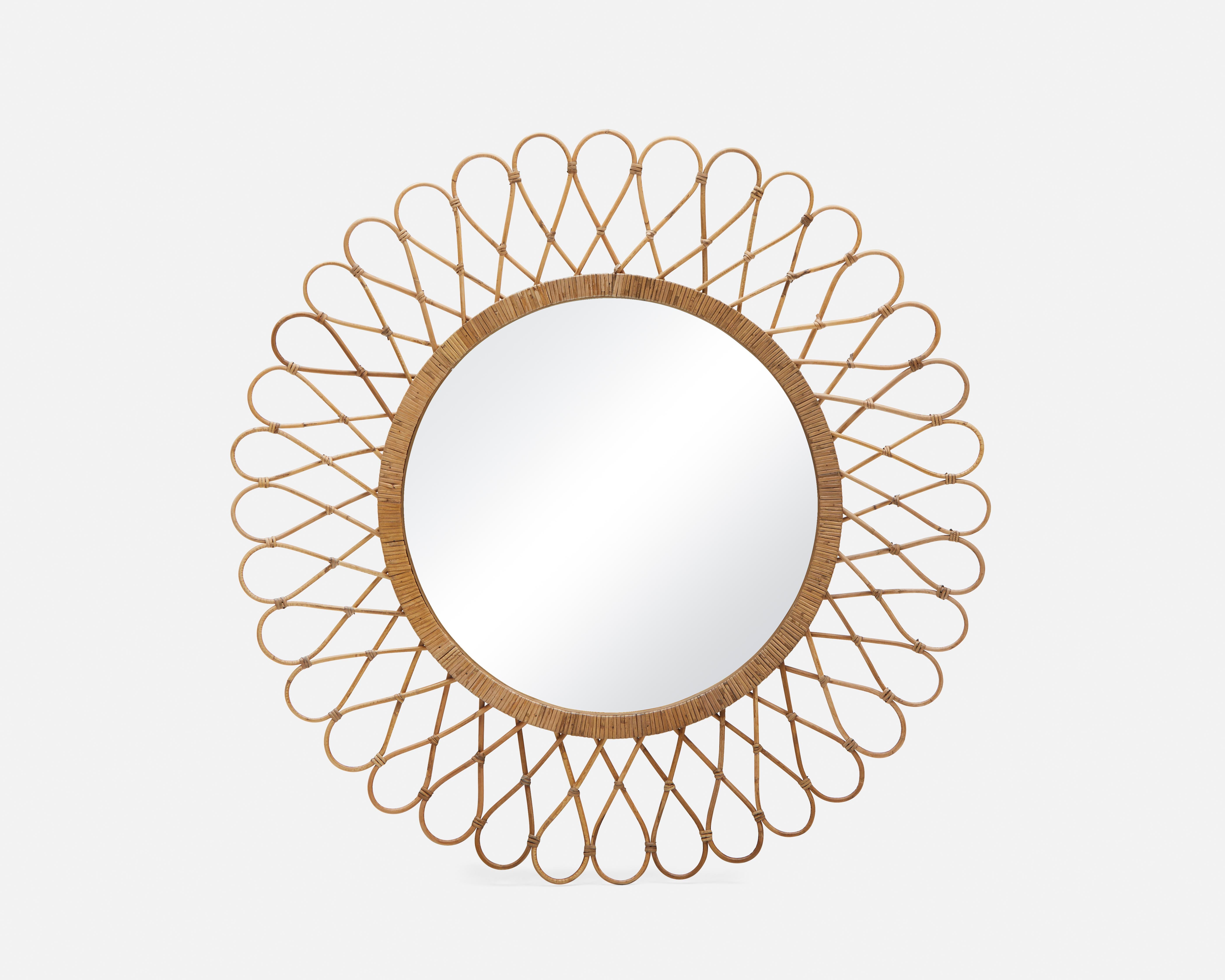 BANNON - rattan framed mirror 104 cm - Natural