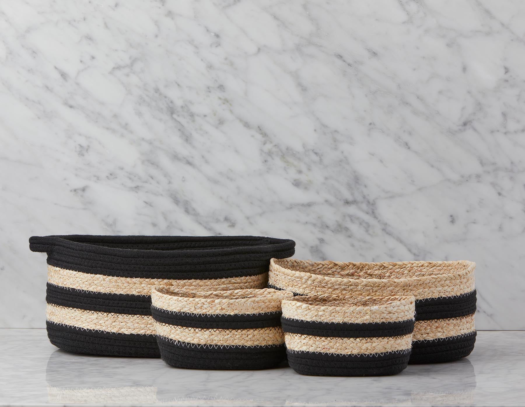 BURON set of 4 maize and cotton rope baskets undefined