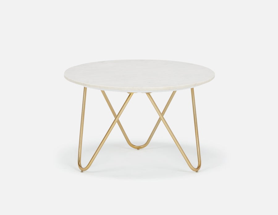 AKOT round marble coffee table 75 cm with gold-colored metal legs undefined