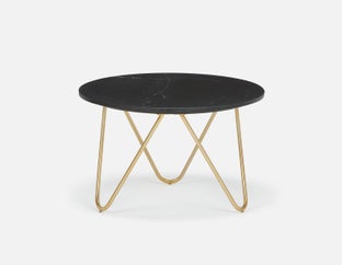 AKOT - table basse ronde en marbre 75 cm avec pieds en métal doré - Noir