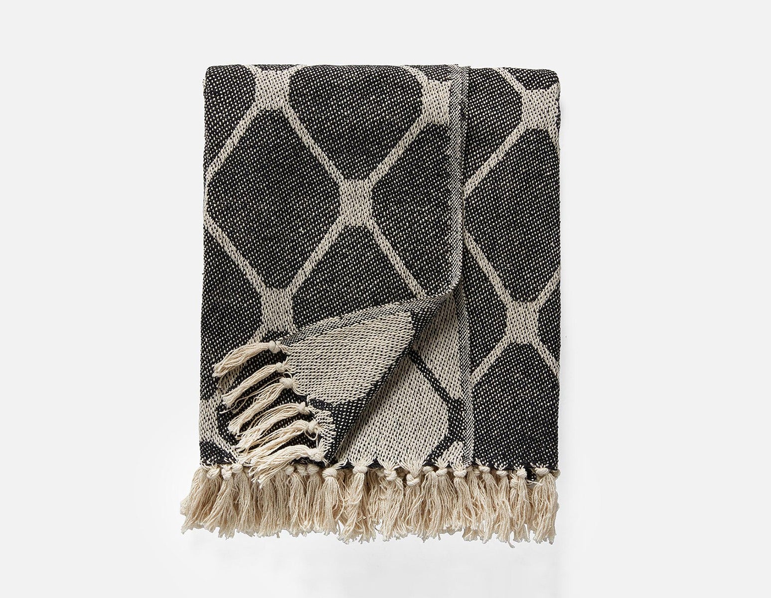 SENIA - knit throw 130 cm x 170 cm - Black/White