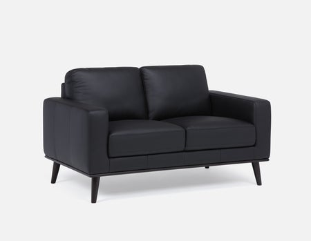 BETTA - causeuse 100% cuir du milieu du siècle - Noir