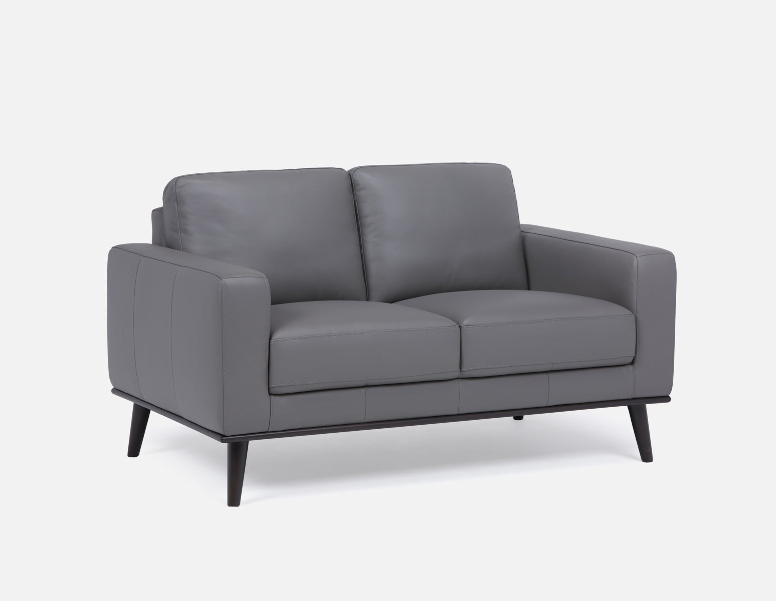 BETTA - 100% leather mid century loveseat - Grey